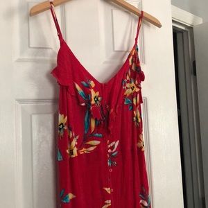 Red Floral Print Maxi Dress